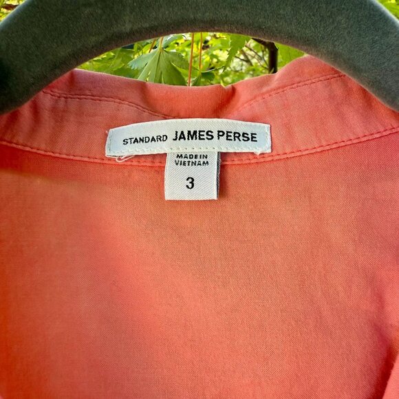 Standard James Perse Lightweight Melon Button Down Shirt Size M/L Stretchy Side - Picture 2 of 9